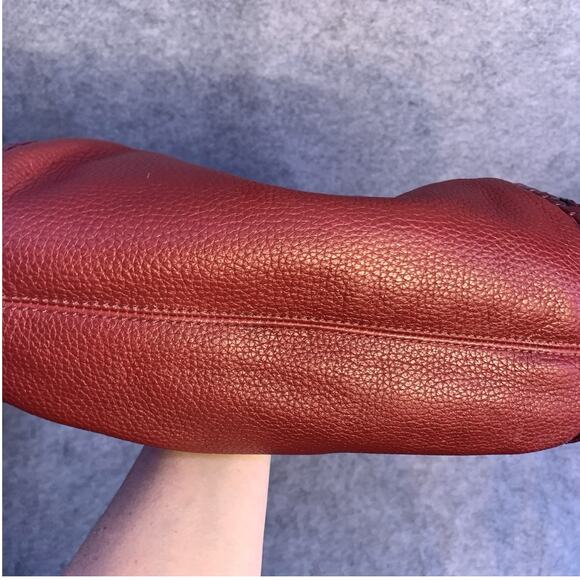 Brighton Red Pebbled Leather Melania Shoulder Handbag, Hobo, Large Satchel - Picture 11 of 14